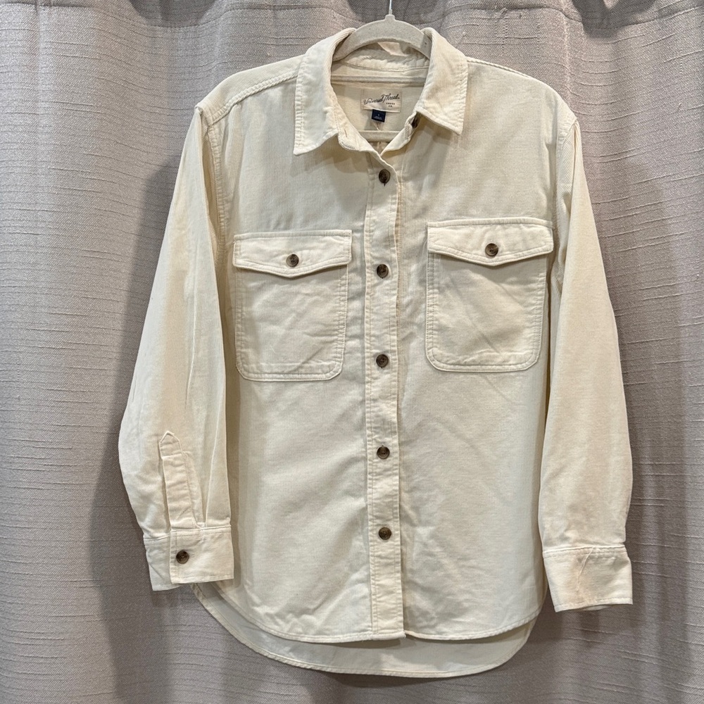 NWT Universal Thread Oversized Fit  Cream  Corduroy Cotton Button-Up Shirt S